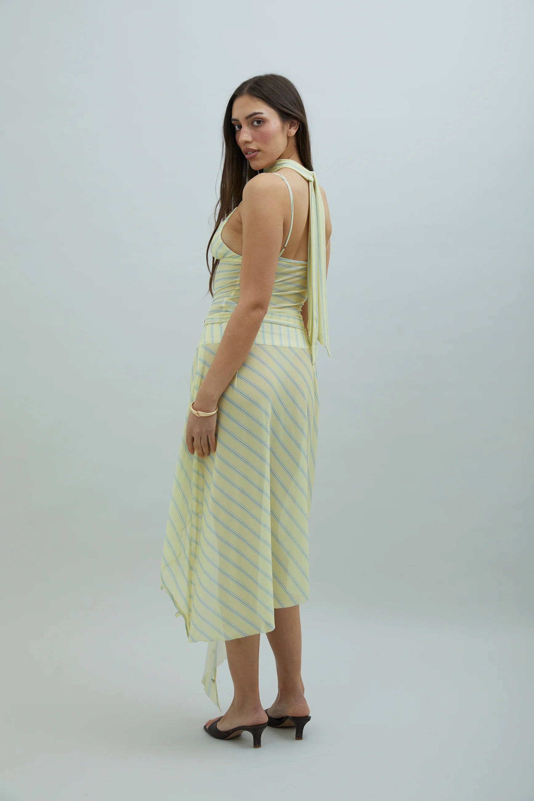 STRIPED MESH ASYMMETRIC SKIRT - Image 3