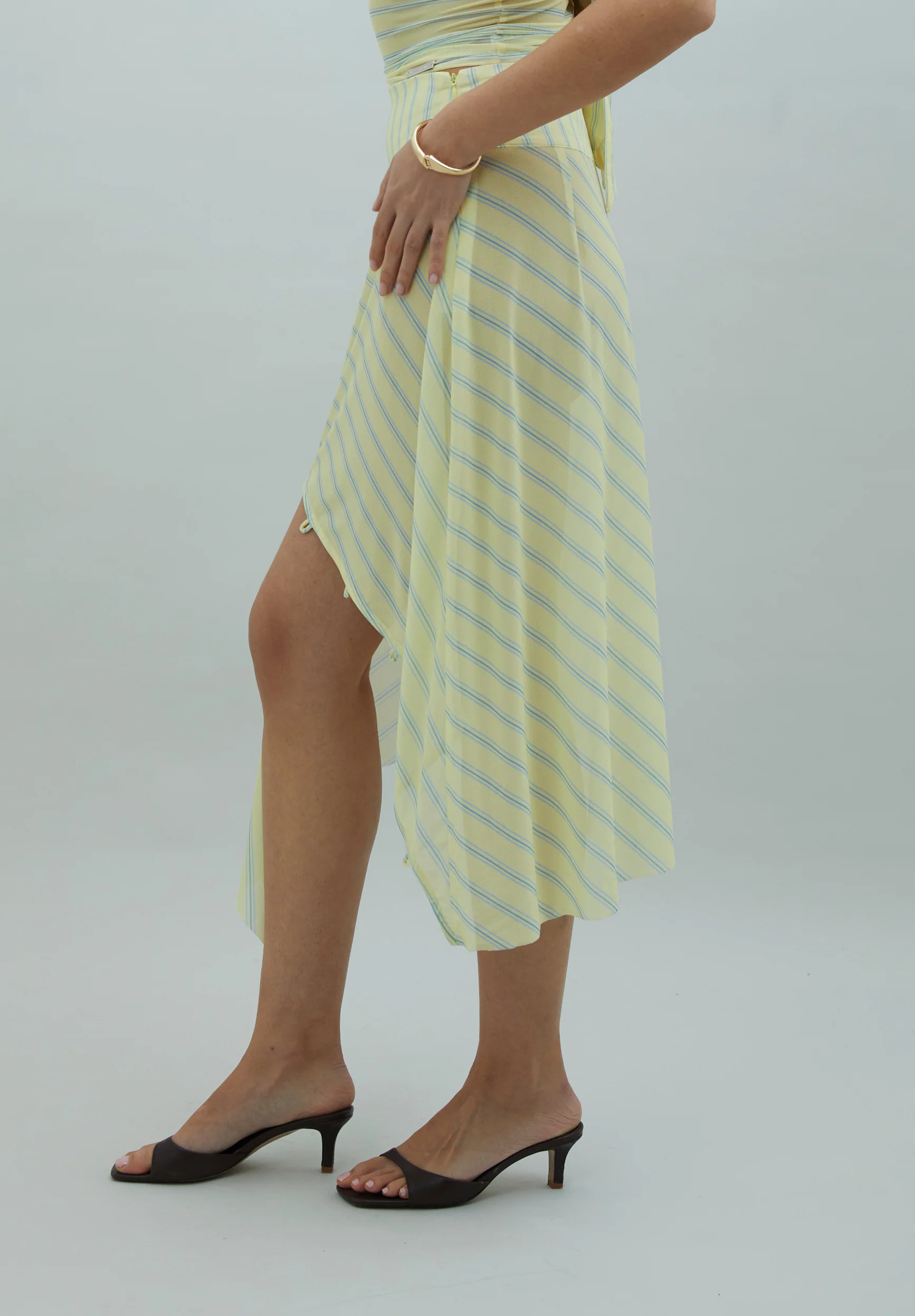 STRIPED MESH ASYMMETRIC SKIRT - Image 5