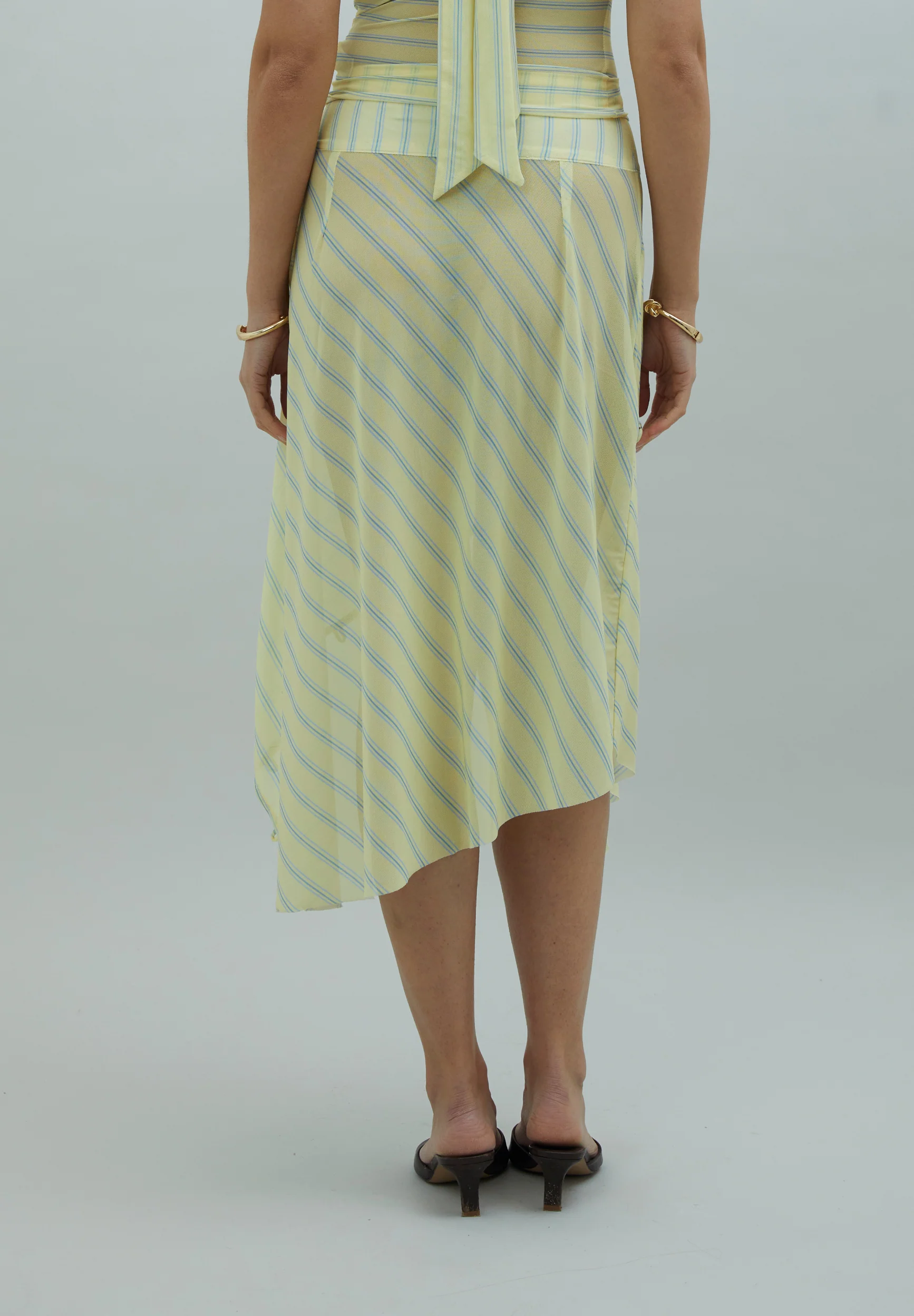 STRIPED MESH ASYMMETRIC SKIRT - Image 6